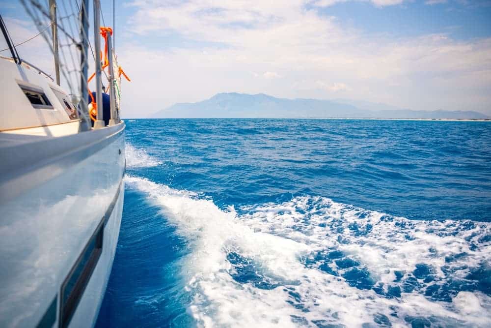 Recreational boat cruising across open water
